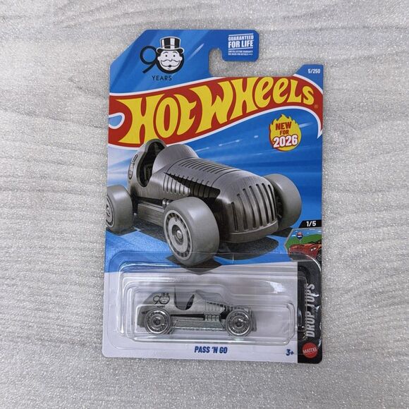 2x 2026 Hot Wheels 90 YEARS MONOPOLY PASS'N GO Drop Top 5/250 New on Card - Picture 2 of 6